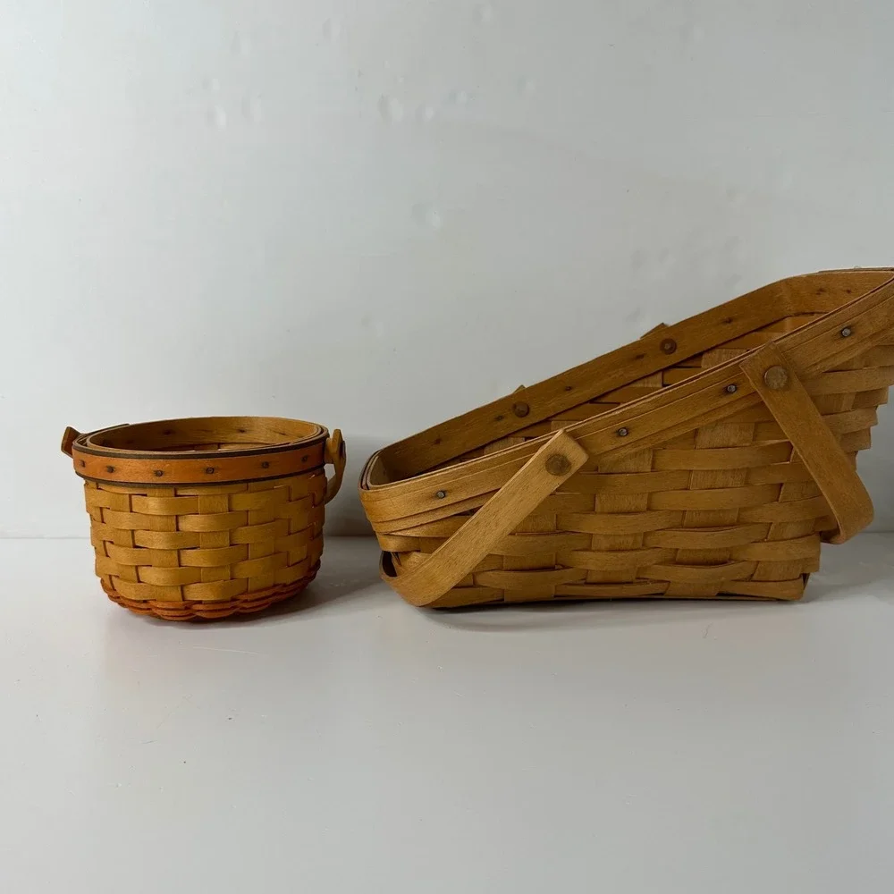Vtg Longaberger Baskets Medium Vegetable 1991 Little Pumpkin 1997 Single Divider